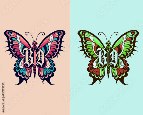 Butterfly t-shirt design, vector graphic, typographic poster or t-shirts streetwear and Urban style, t-shirt design vector, butterfly with glitchy