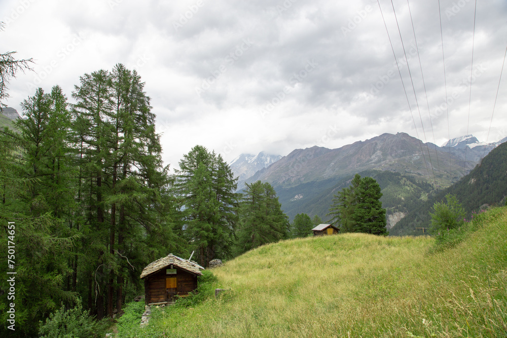 Alpine landscape near Zermatt and Matterhorn