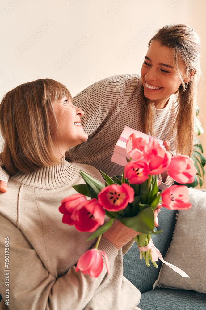 Family at home. Mom daughter and granddaughter at home.