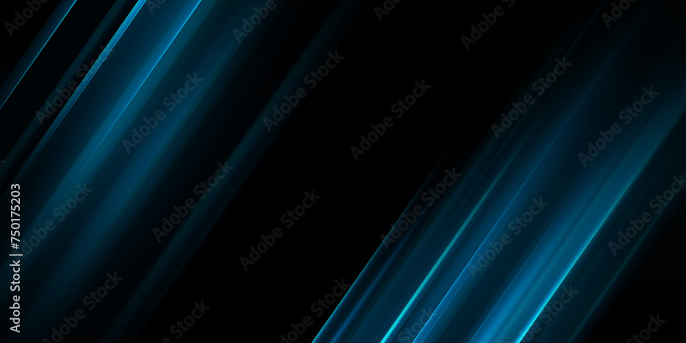 Blur fluorescent light. Futuristic rays. Cyber glare. De focused neon ultraviolet navy blue color laser beam flare motion on dark black modern abstract background. Blur fluorescent light. Futuristic rays. Cyber glare. De focused neon ultraviolet navy blue color laser beam flare motion on dark black modern abstract background.
