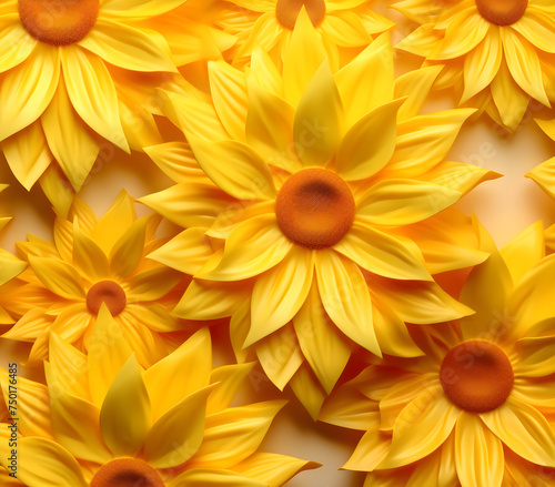  Beautiful yellow daisies  Floral background  3d render  Ai Generated