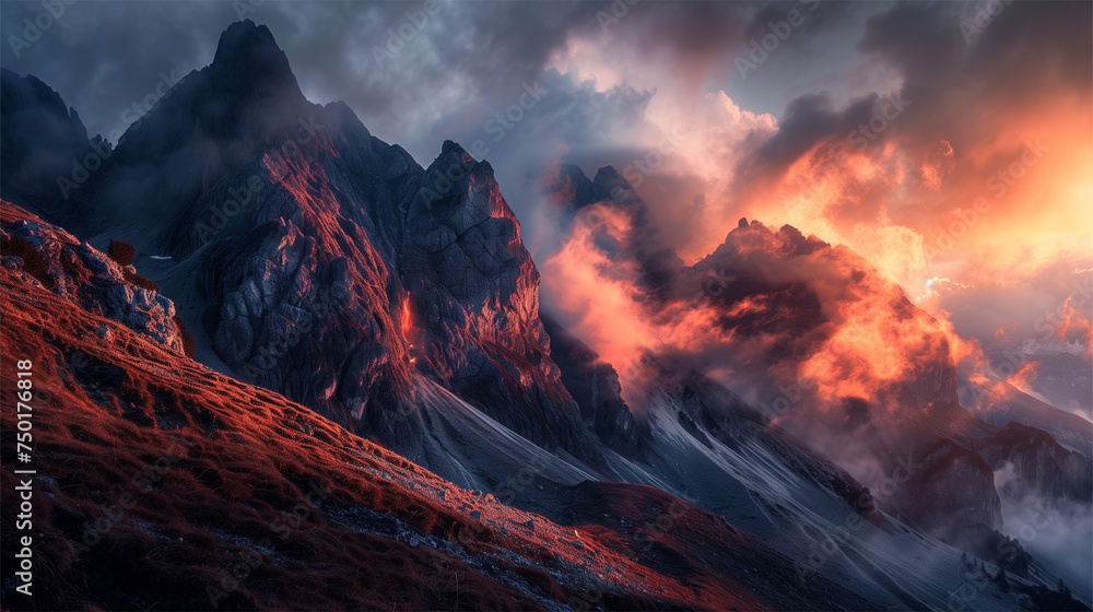 Fototapeta premium Mountain sunrise landscape photography