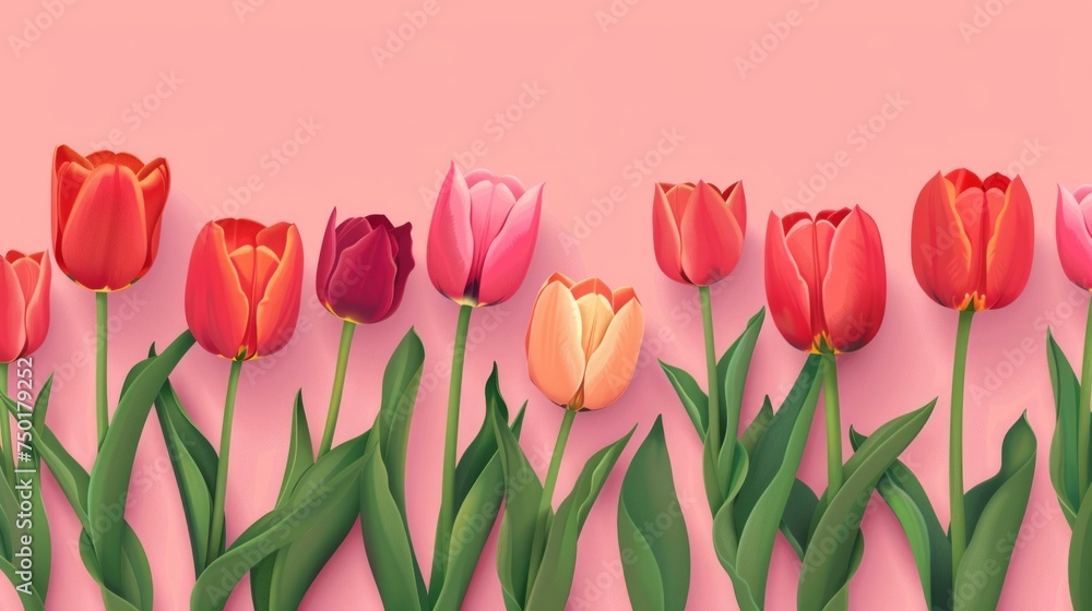 Spring Tulips Flat Lay for Special Occasions Generative AI