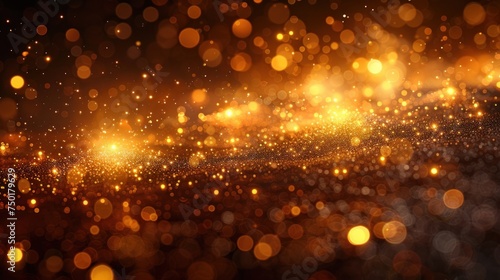  a blurry image of gold lights on a dark background with boke of lights in the middle of the image and blurry lights in the middle of the middle of the image.