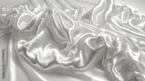  a close up of a white satin material with a wavy pattern on the bottom of the fabric and the bottom of the fabric with a wavy pattern on the bottom of the fabric.