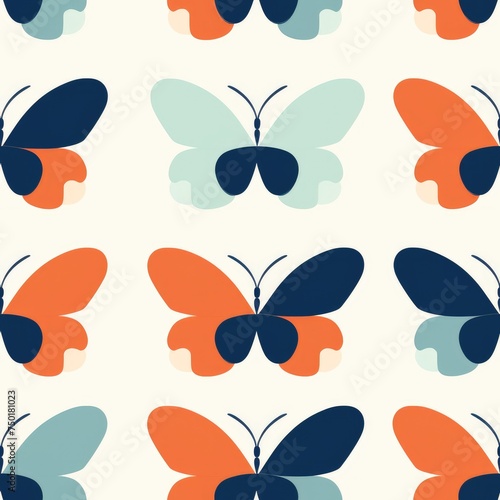 Vibrant Butterfly Pattern on White Background