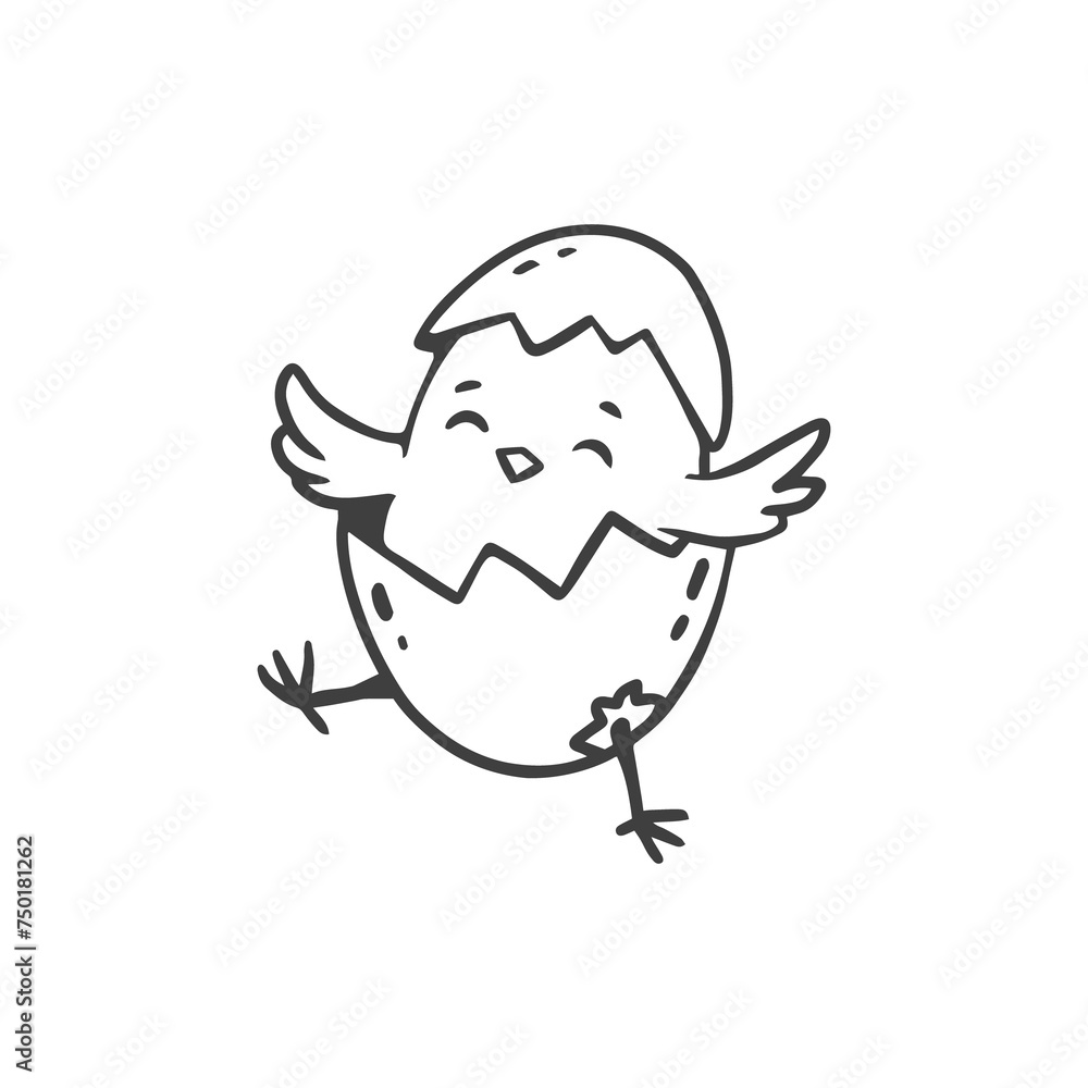 easter cartoon chick . Cute cartoon chicken hatched from the egg. Doodle style. Card for easter and spring. easter cartoon chick . Cute cartoon chicken hatched from the egg. Doodle style. Card for easter and spring.