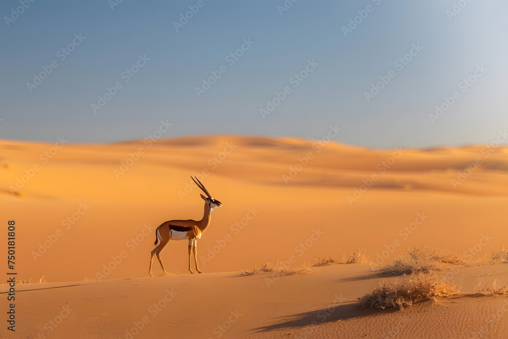 Antelope is in the wildlife outdoors in Africa in desert Antelope is in the wildlife outdoors in Africa in desert