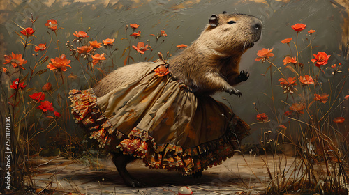 capybara wearing dress photo