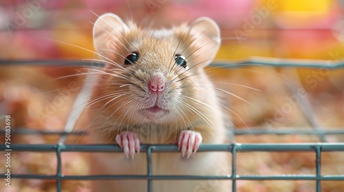 Curious Rodent in Cage
