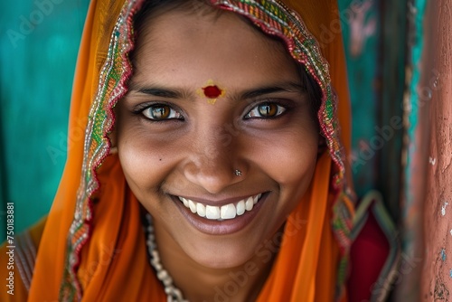 beautiful indian woman smiling at the camera