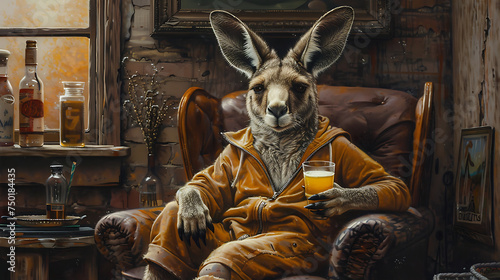 kangaroo with a drink