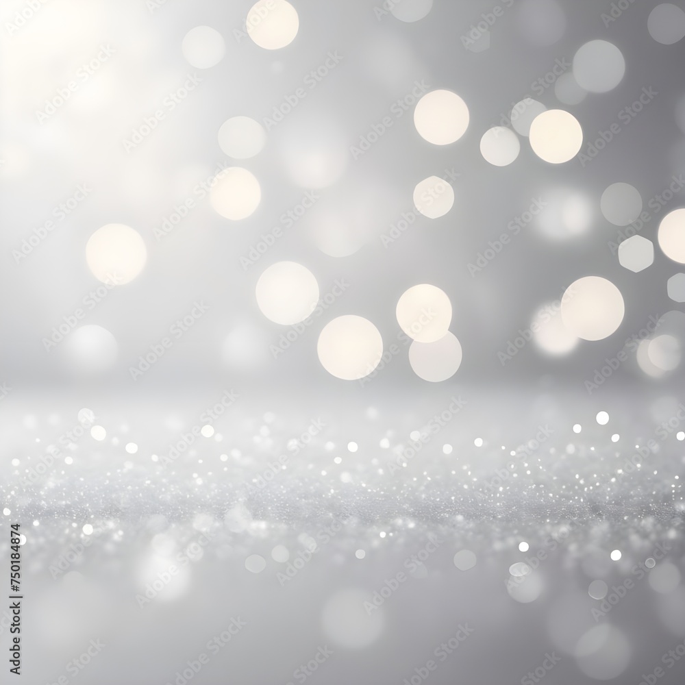 Defocused bokeh gray lights. Defocused bokeh of lights on a silver background. Silver shine.