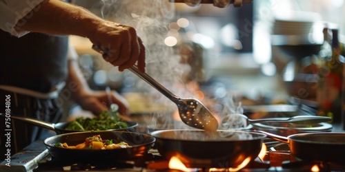 chef cooking in restaurant kitchen Generative AI