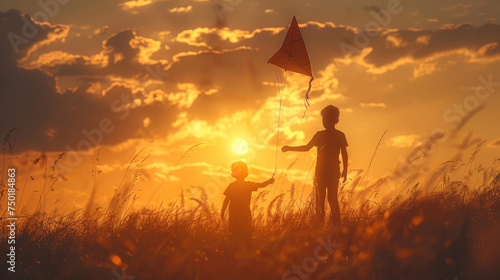 Kids Standing on Grass Field