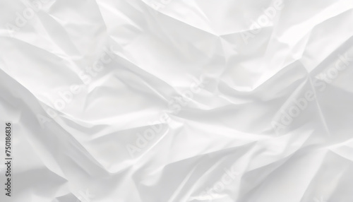 Isolated crumpled sheet paper in gentle light white, grey color, texture for creative work