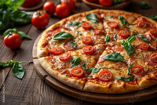 pizza with cheese and tomatoes