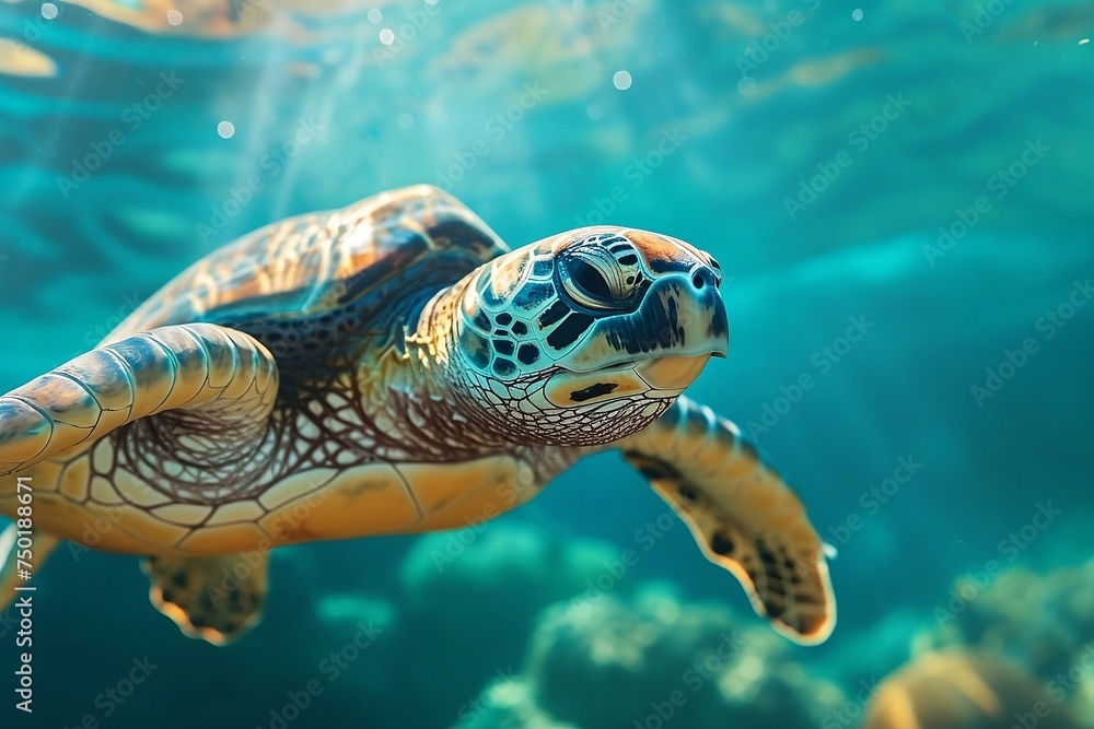 Obraz premium turtle swimming in water