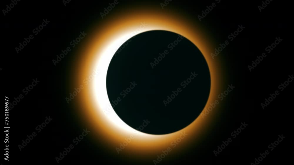 Total Solar Eclipse silhouette. Moon passing in front of the sun, creating a total solar eclipse and revealing the sun's corona.
