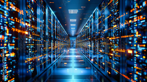 Data Center Dynamics: High-Tech Server Room Powering the Digital Age with Connectivity and Cloud Services