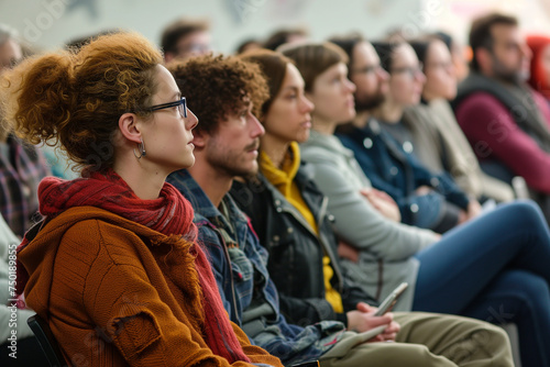 audience listened to the teacher speak