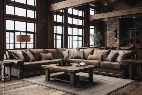 Warm and inviting rustic barn room interior design blending natural elements with modern comforts © Oleksandr Kliuiko