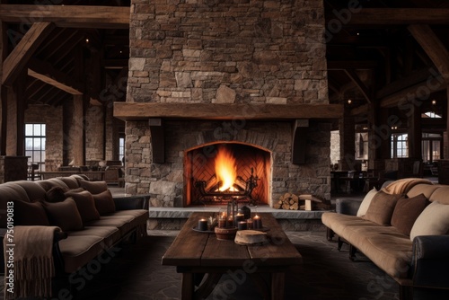 Warm and inviting rustic barn room interior design with modern comforts for cozy charm © Александр Клюйко