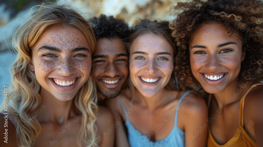 Multiracial young people laughing together at camera - Happy group of friends having fun taking selfie pic with smart mobile phone - Youth community concept Multiracial young people laughing together at camera - Happy group of friends having fun taking selfie pic with smart mobile phone - Youth community concept