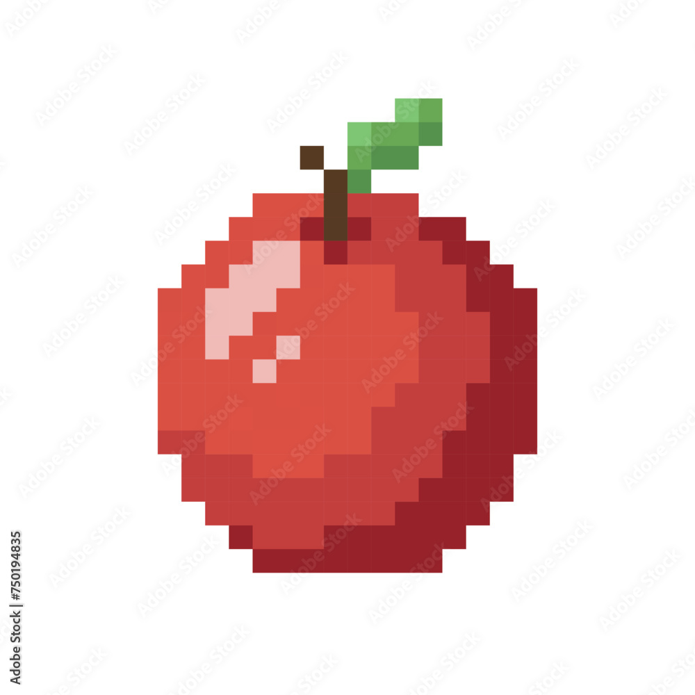 Apple pixel art. Food icon vector. Pixel design.embroidery. Apple pixel art. Food icon vector. Pixel design.embroidery.