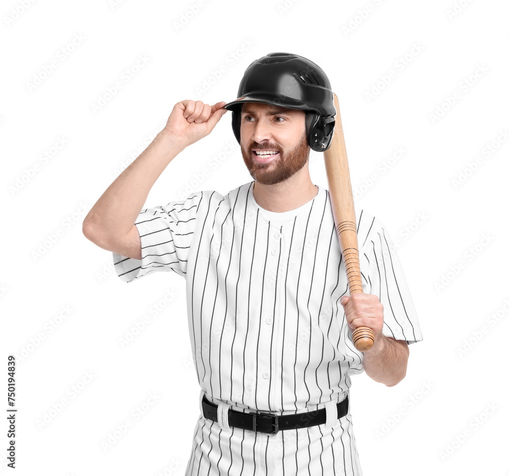 Baseball player with bat on white background Baseball player with bat on white background