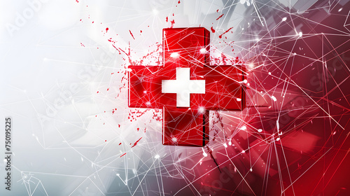 Red plus sign medical theme healthcare banner photo