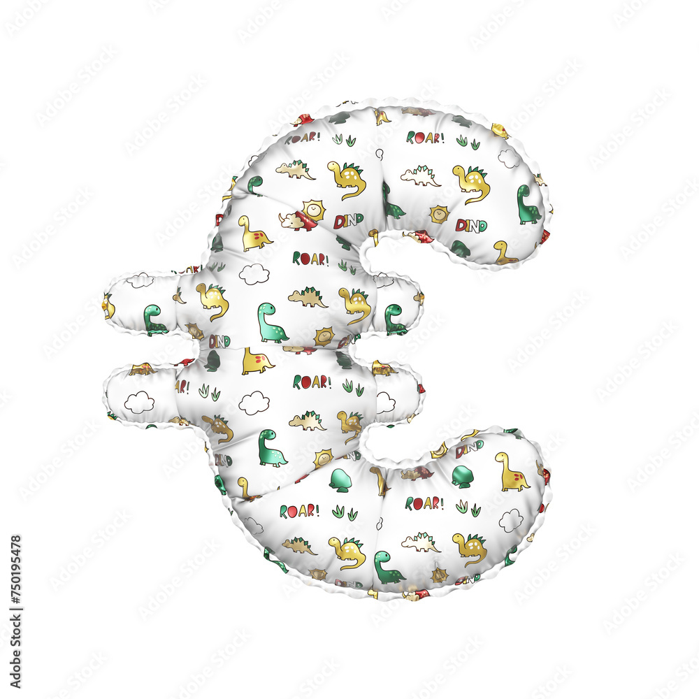 3D inflated balloon Euro Currency Symbol/sign with multicolored matte white textured dinosaurus design for children 3D inflated balloon Euro Currency Symbol/sign with multicolored matte white textured dinosaurus design for children