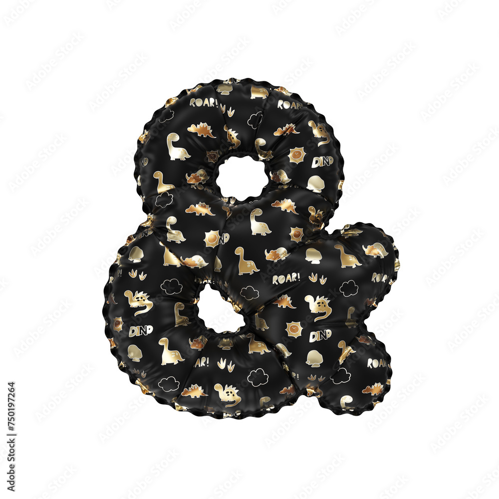 3D inflated balloon And Symbol/sign with glossy black & gold/silver glossy textured dinosaurus design for children 3D inflated balloon And Symbol/sign with glossy black & gold/silver glossy textured dinosaurus design for children