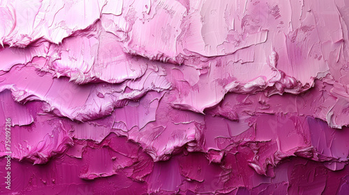  a close up view of a pink and purple paint on a wall with white and pink streaks