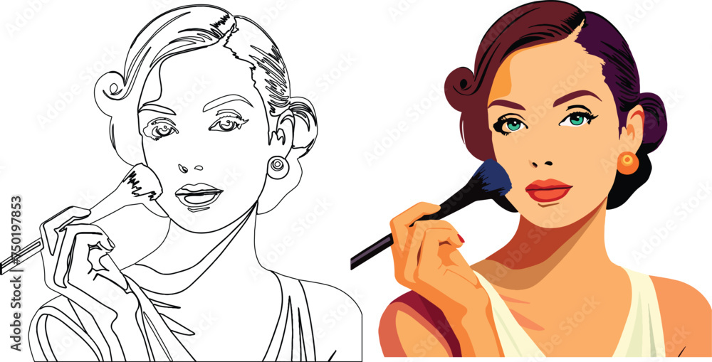 close-up of a female figure putting on makeup- close-up of a female figure putting on makeup-