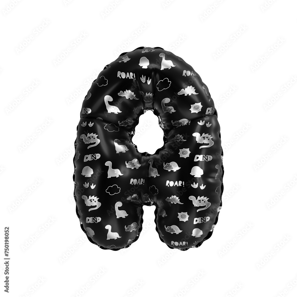 3D inflated balloon letter A with glossy black & silver fabric textured dinosaurus design for children 3D inflated balloon letter A with glossy black & silver fabric textured dinosaurus design for children