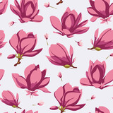 Seamless pattern with magnolia flowers, Abstract Elegance Seamless pattern with floral background