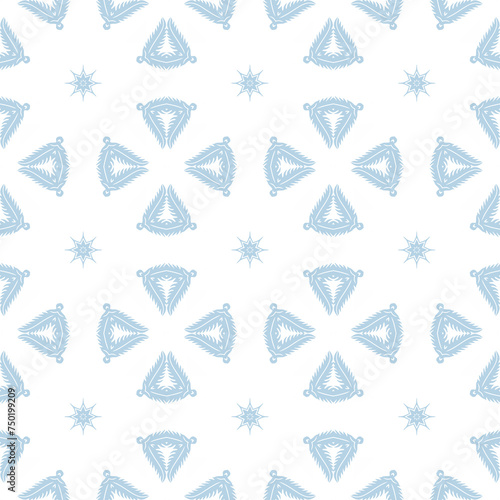 Blue and white patterned surface with geometric shapes