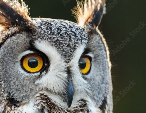 Eyes of a Great Grey Owl or Lapland Owl (Strix nebulosa) in the nature
