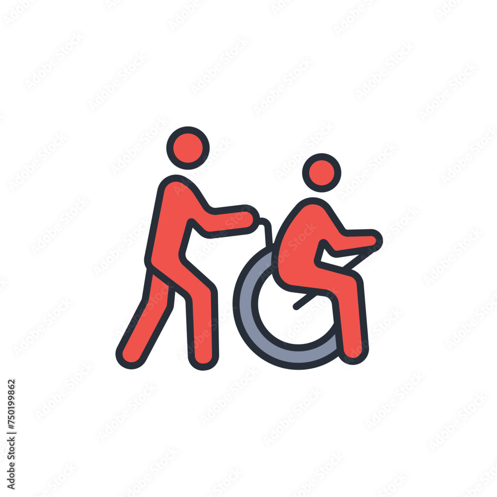 caregiver icon. vector.Editable stroke.linear style sign for use web design,logo.Symbol illustration. caregiver icon. vector.Editable stroke.linear style sign for use web design,logo.Symbol illustration.