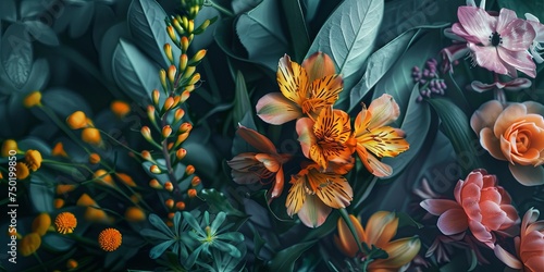 Abstract Botanical Florals  background pattern Generative AI