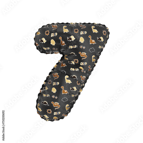 Wallpaper Mural 3D inflated balloon Number 7 with black and yellow fabric textured dinosaurus design for children Torontodigital.ca