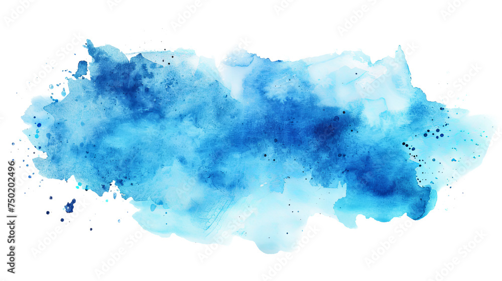 A dreamy expanse of blue watercolor resembling a soft cloud against a white space A dreamy expanse of blue watercolor resembling a soft cloud against a white space
