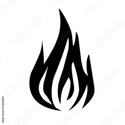 Ikon Api Hitam dan Putih Vektor Datar. Tanda Bentuk Api Unggun, Terisolasi. Koleksi Api Unggun