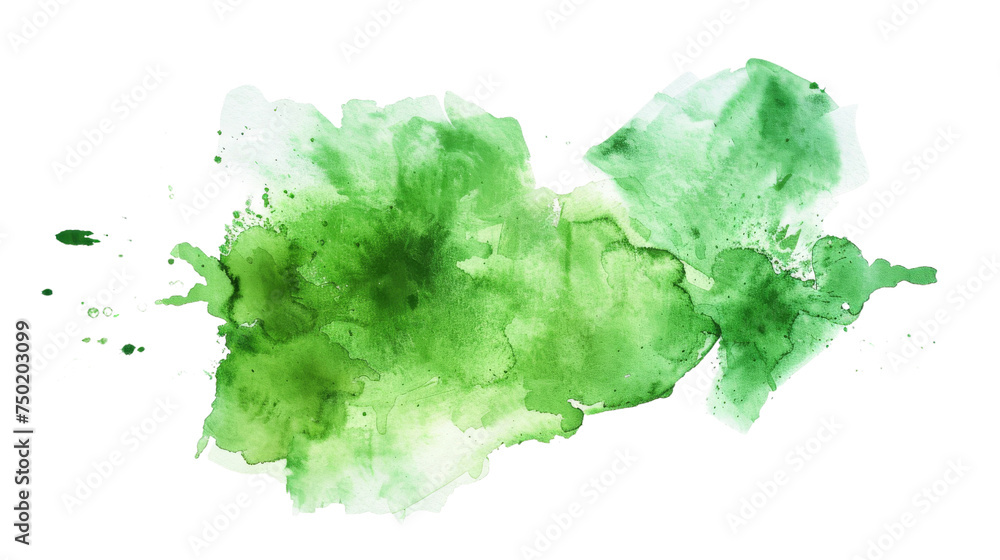 Energetic splashes of green paint create a dynamic and abstract watercolor pattern on white Energetic splashes of green paint create a dynamic and abstract watercolor pattern on white