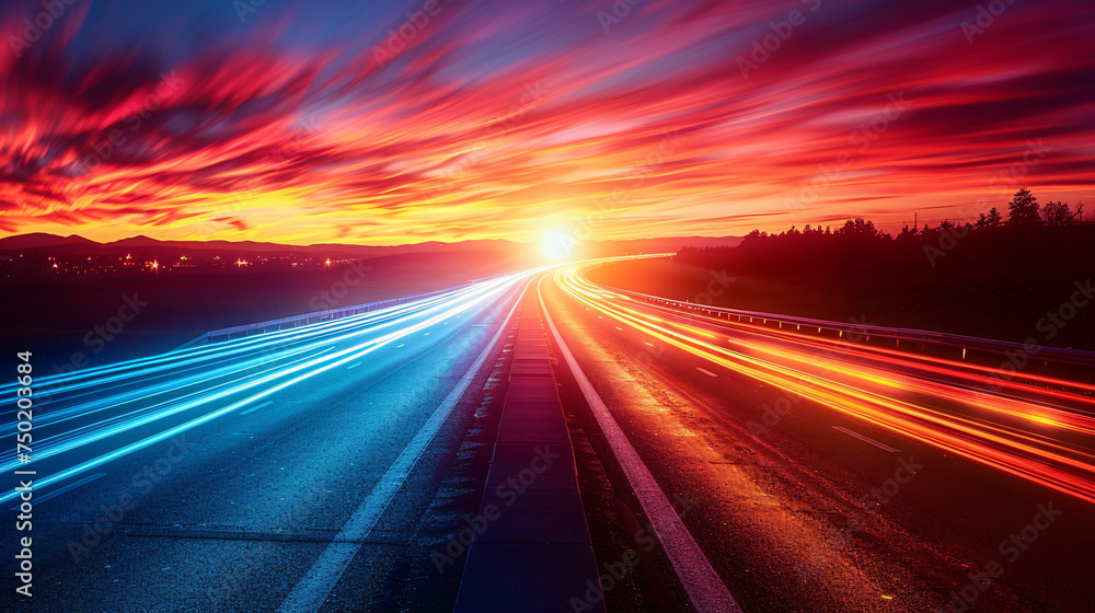 Abstract light background City road light, night highway lights, traffic with highway road motion lights, long exposure Abstract light background City road light, night highway lights, traffic with highway road motion lights, long exposure