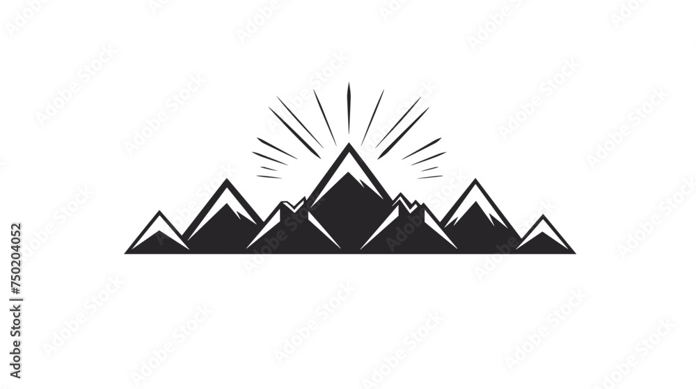 mountain pics on sunrise black and white vector illustration isolated transparent background, logo, cut out or cutout t-shirt print design, poster, baby products, packaging design mountain pics on sunrise black and white vector illustration isolated transparent background, logo, cut out or cutout t-shirt print design, poster, baby products, packaging design