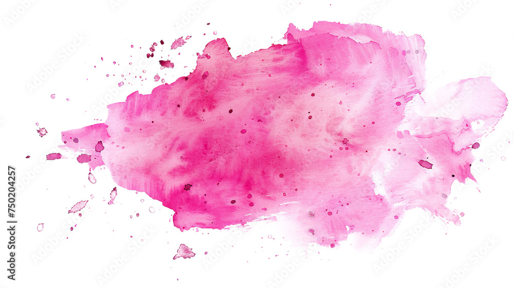 Abstract bold pink watercolor splatter isolated on white, symbolizing artistic freedom and expression