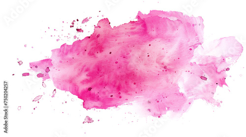 Abstract bold pink watercolor splatter isolated on white, symbolizing artistic freedom and expression photo