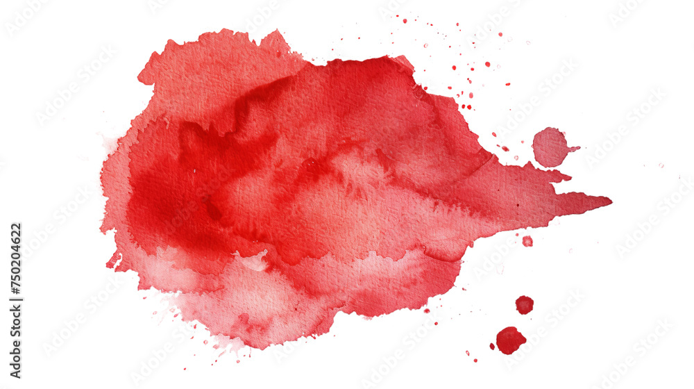 This image showcases a brilliant red watercolor splash, evoking a sense of passion and vibrancy on a pure white background